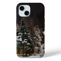 Frosty Black Winter Forest iphone case