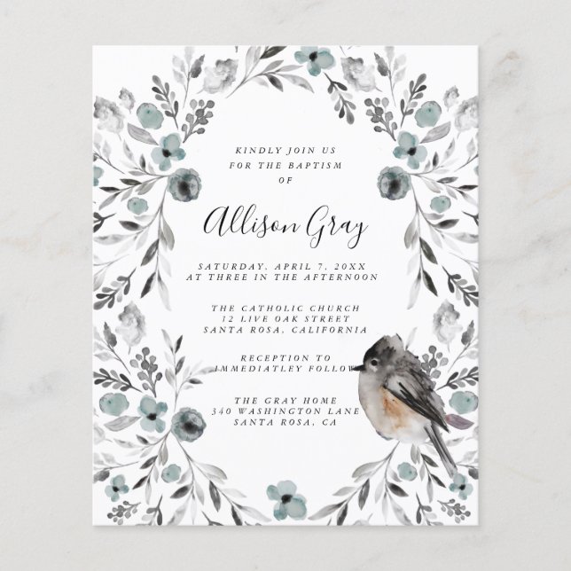 Frosty Blommigt Baptism | BudgetFlyer Flygblad (Framsidan)