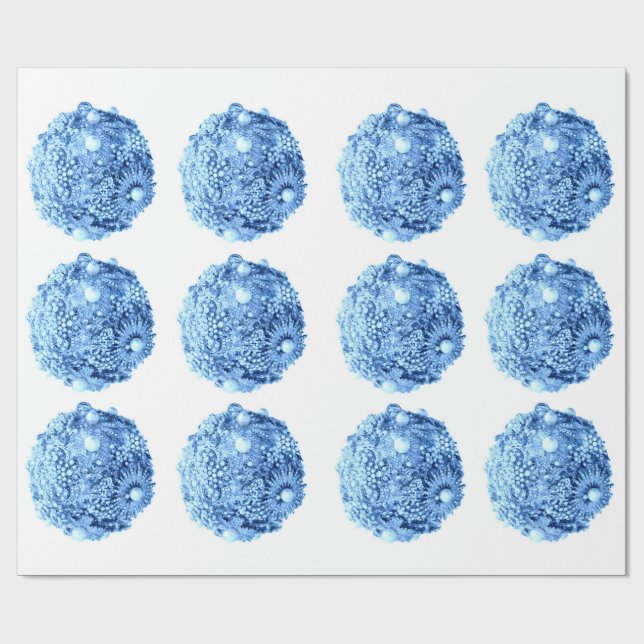 Frosty Blue Ornaments Wrapping Papper Presentpapper (Platt)