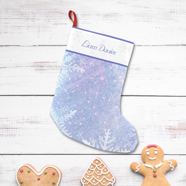 Frosty Blue Personlig-julklapp Liten Julstrumpa (Frosty Blue Personalized Christmas Stocking)