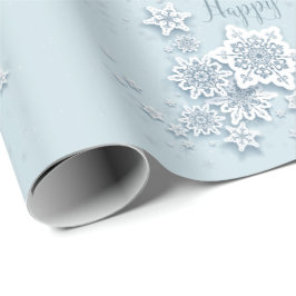 Frosty Blue Snöflingor Glad helg Presentpapper