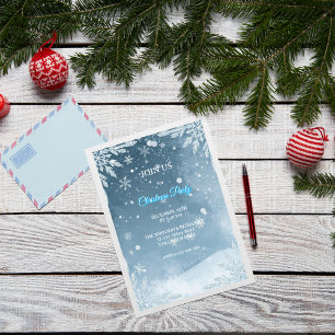 Frosty Blue & White Elegant - julinbjudan Inbjudningar