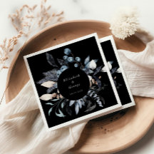 Frosty Blue Winter Blommigt Monogram Bröllop