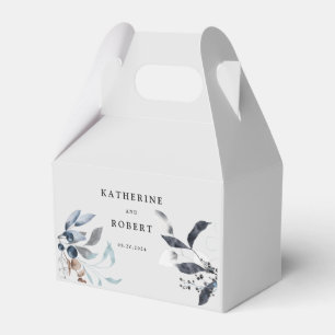 Frosty Blue Winter Blommigt Monogram Bröllop Presentaskar