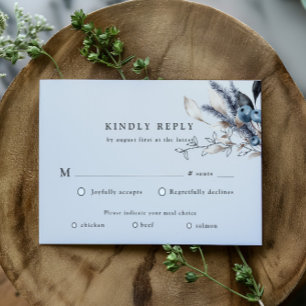 Frosty Blue Winter Blommigt OSA Responcard Kort