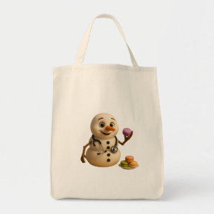 Frosty - Cute Snögubbe Doktor med Macarons Tygkasse