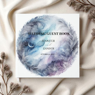 Frosty Elegance Bröllop Modern Watercolor Isig Gästböcker