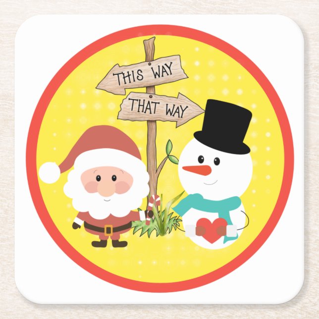Frosty eller Santa? Hur går det till jul? Underläg Underlägg Papper Kvadrat (Framsidan)