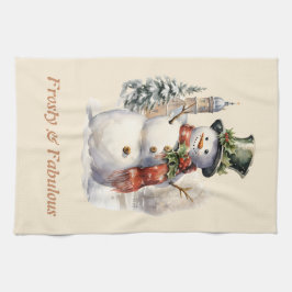 Frosty & Fabulous Cute Snögubbe jul Kökshandduk