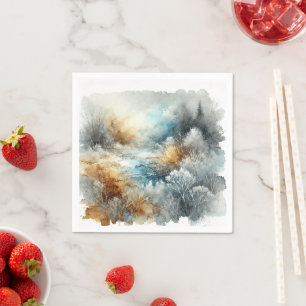 Frosty Fall Morgonens vattenfärg Decoupage Napkins Pappersservett