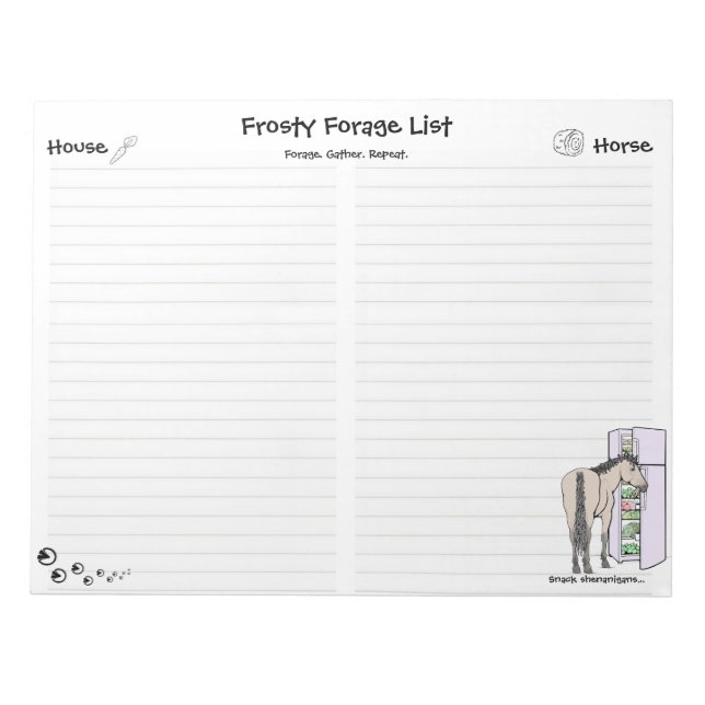 Frosty Forage House|Häst Notepad Anteckningsblock (Framsida)
