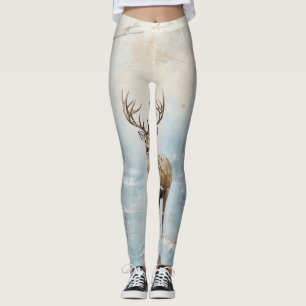 Frosty Forest Woodland Hjort Leggings