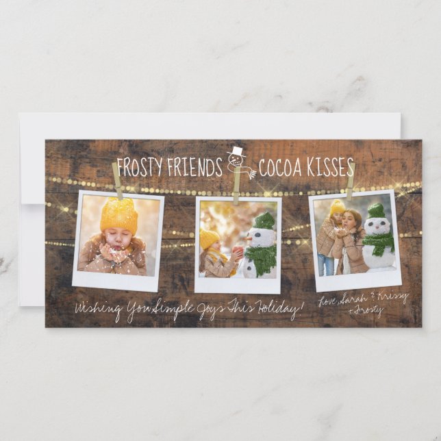 Frosty Friends & Cocoa Kisses Snögubbe 3-fotokort (Framsida)