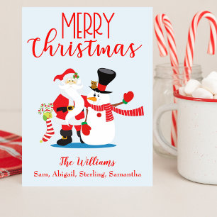 Frosty Friends & Santa Cheer julfoto Julkort