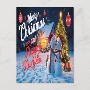Frosty Friends: Snögubbe och Julgran Dance Vykort