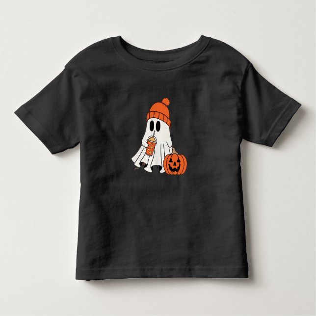 Frosty Ghost Pumpkin Sip Småbarn T-Shirt (Framsida)