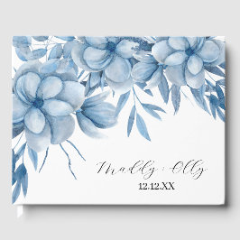 Frosty Grey Blue Floral Wedding Gästböcker