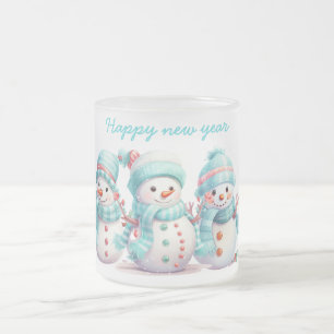 Frosty Himlar Blue-Snögubbar Frostad Glasmugg