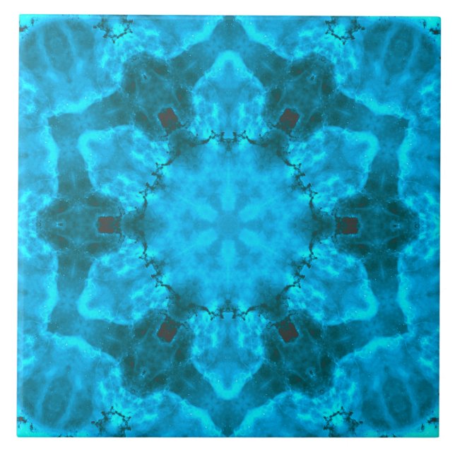 Frosty Ice Blue Snowflake Kaleidoscope Mönster Kakelplatta (Framsidan)