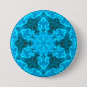 Frosty Ice Blue Snowflake Kaleidoscope Mönster Knapp
