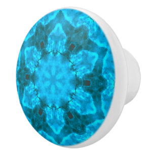 Frosty Ice Blue Snowflake Kaleidoscope Mönster Knopp