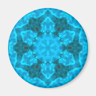 Frosty Ice Blue Snowflake Kaleidoscope Mönster Magnet