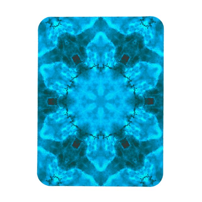 Frosty Ice Blue Snowflake Kaleidoscope Mönster Magnet (Vertikal)