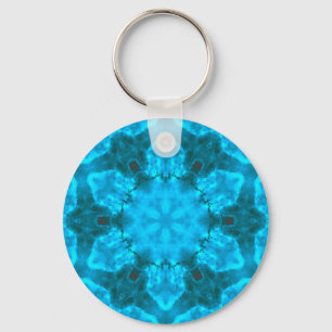 Frosty Ice Blue Snowflake Kaleidoscope Mönster Nyckelring