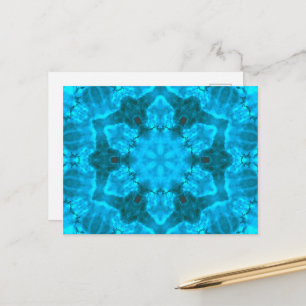 Frosty Ice Blue Snowflake Kaleidoscope Mönster Vykort