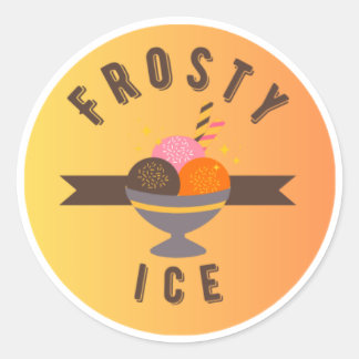 Frosty Ice – Retro Glasskrona Logotyp Runt Klistermärke