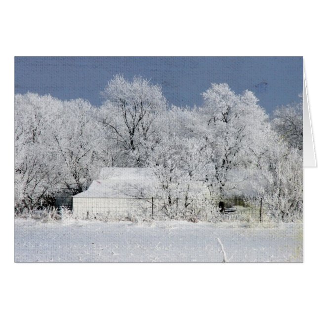 Frosty Iowa Farm Blank All Occassion Hälsningskort (Framsidan Horizontal)