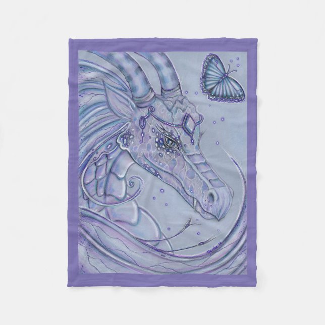 Frosty lavender Dron Butterfly fleece filt (Framsidan)