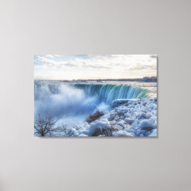 Frosty Niagara Falls Morgons Photograph Canvas Pri (Framsida)