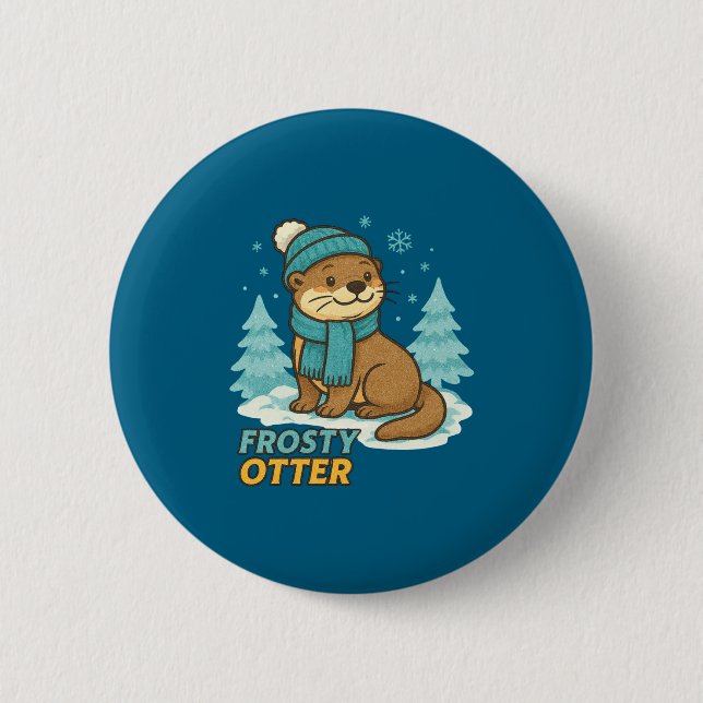 Frosty Otter Winter Charm Art Long Sleeve  Knapp (Framsida)