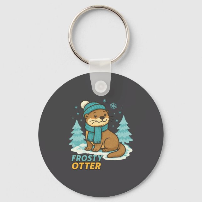 Frosty Otter Winter Charm Art Long Sleeve  Nyckelring (Framsida)