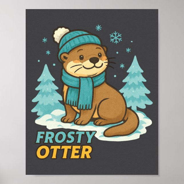 Frosty Otter Winter Charm Art Long Sleeve  Poster (Framsidan)