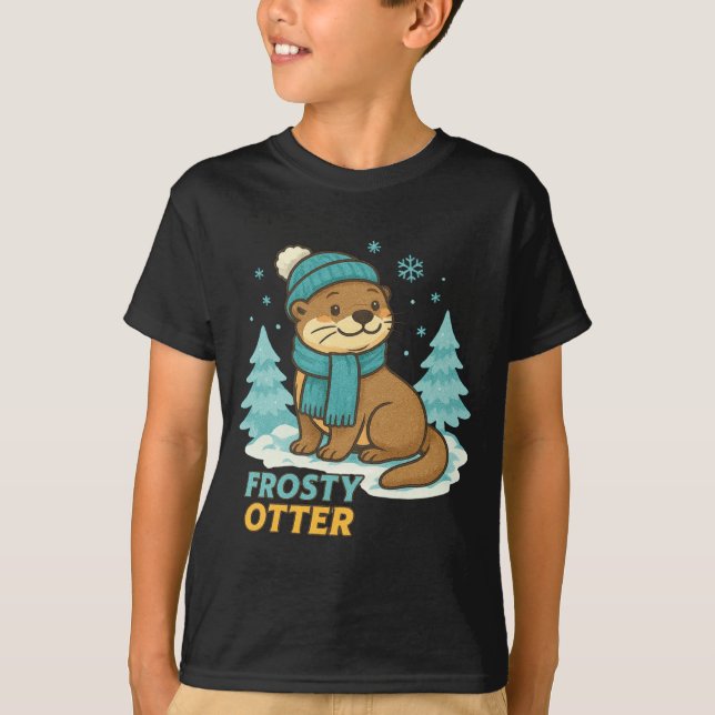 Frosty Otter Winter Charm Art Long Sleeve  T Shirt (Framsida)