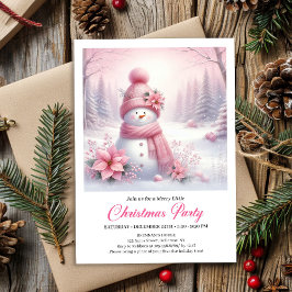 Frosty Pink Coquette Snowman Digital Christmas Inbjudningar