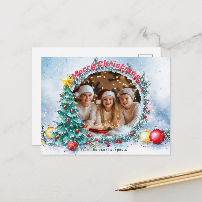 Frosty Ram Helgdag Helg Vykort (Fram/Back In Situ)