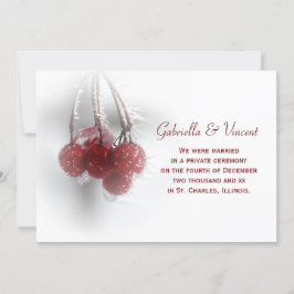 Frosty Red Berries Giftermål/Elopement Notice Meddelande