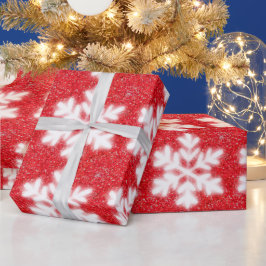 Frosty red North Pole snöflingor | Pärlande snö Presentpapper