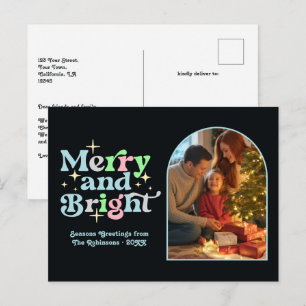 Frosty Roligt Merry och Bright Retro-jul Helg Vykort