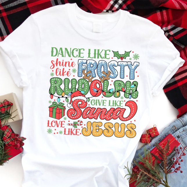 Frosty Rudolph Santa Jesus Christian jul T Shirt (Skapare uppladdad)