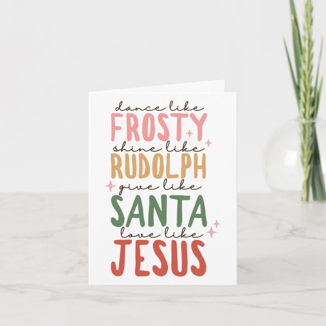 Frosty Rudolph Santa Jesus jul Holiday kort (Framsida)