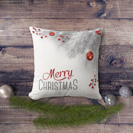 Frosty Silver Bough Red Dekorations jul Kudde