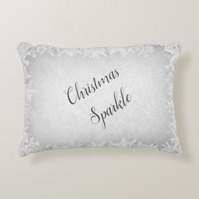 Frosty silver grått-gnistran jul prydnadskudde (Framsidan)