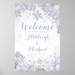 Frosty Snöflingor Bröllop Välkommen Poster