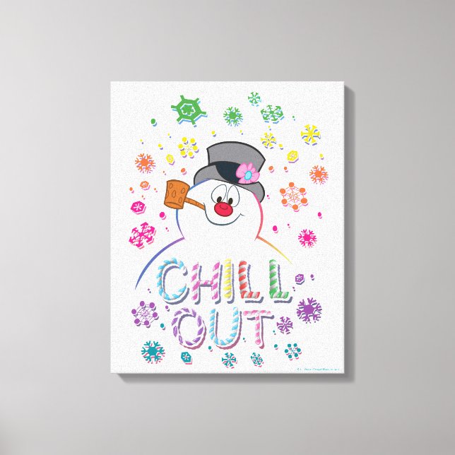 Frosty Snögubbe™ | "Chill Out" Rainbow Färg Canvastryck (Framsida)