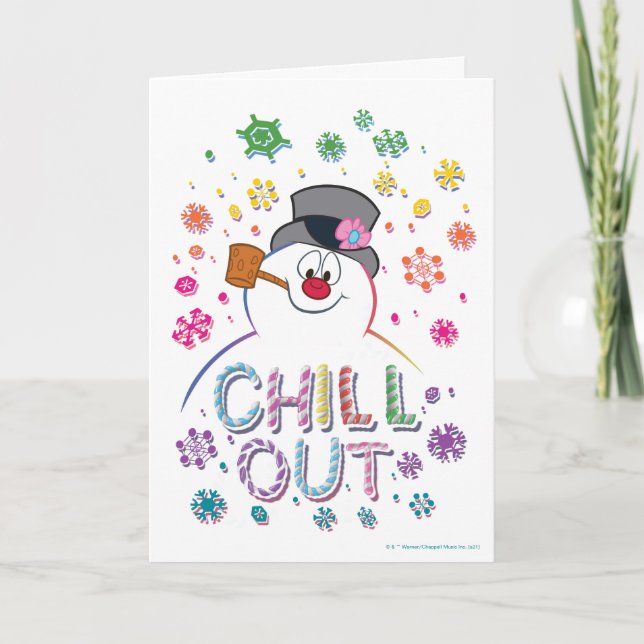 Frosty Snögubbe™ | "Chill Out" Rainbow Färg Helgkort (Framsida)