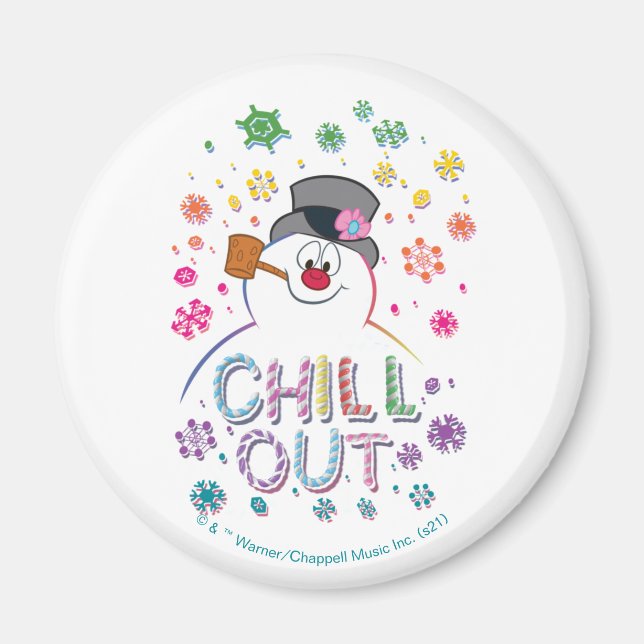 Frosty Snögubbe™ | "Chill Out" Rainbow Färg Magnet (Framsidan)